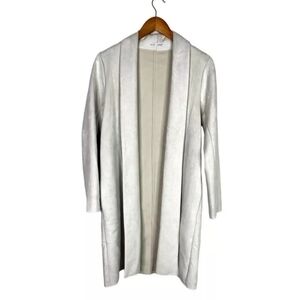Zara Faux Suede Long Open Front Cardigan Jacket in Stone Sz XL